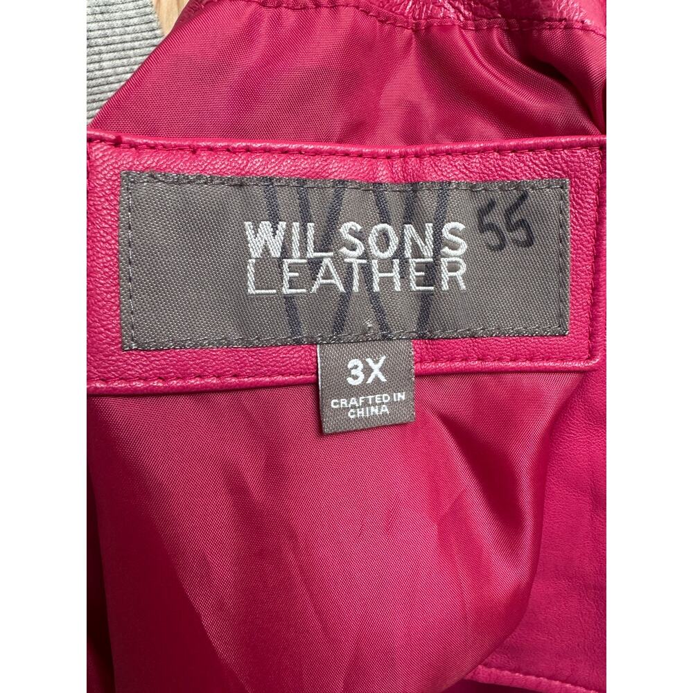 Wilsons Leather Magenta Pink Zip-Front Leather Jacket - Plus Size 3X - Picture 3 of 9